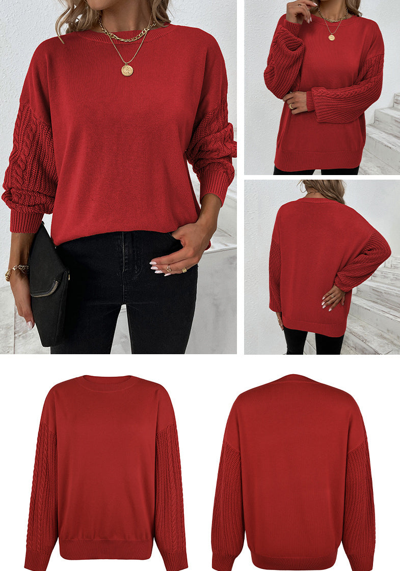 Fashion Round Neck Twist Knitted Pullover Sweaters