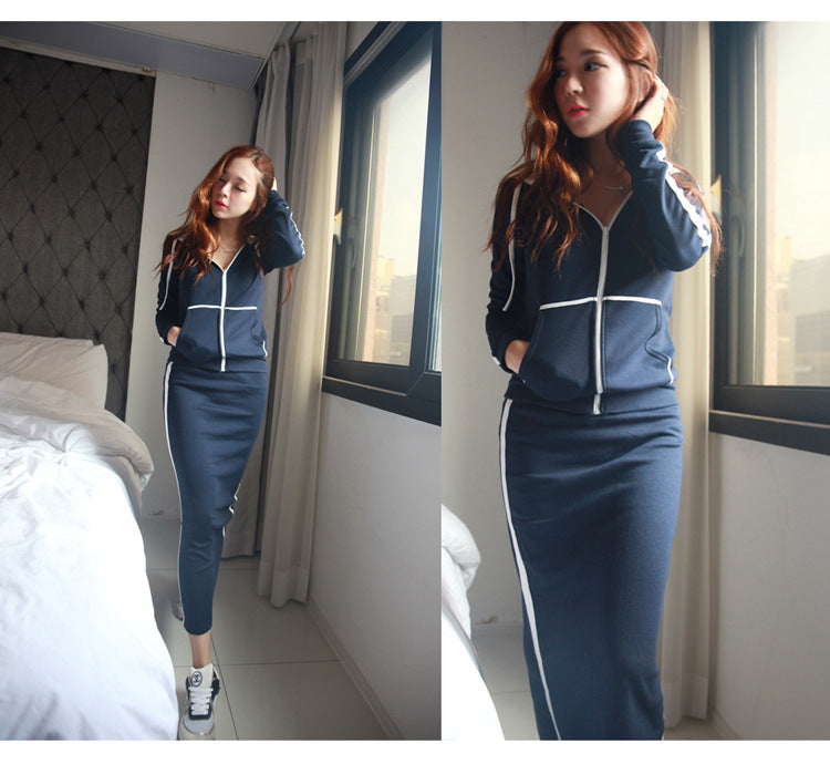 Casual Plus Sizes Long Sleeves Hoodies & Skirts