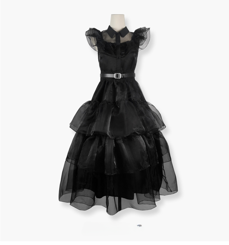 The Addams Family Wednesday Black Raval Ball Dress Cosplay Costume