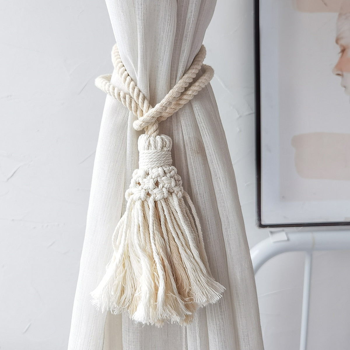 Macrame Curtain Tiebacks Boho Rope Curtain Tie Back Decorative Woven Curtain Holdbacks Home Decor Room Deocration