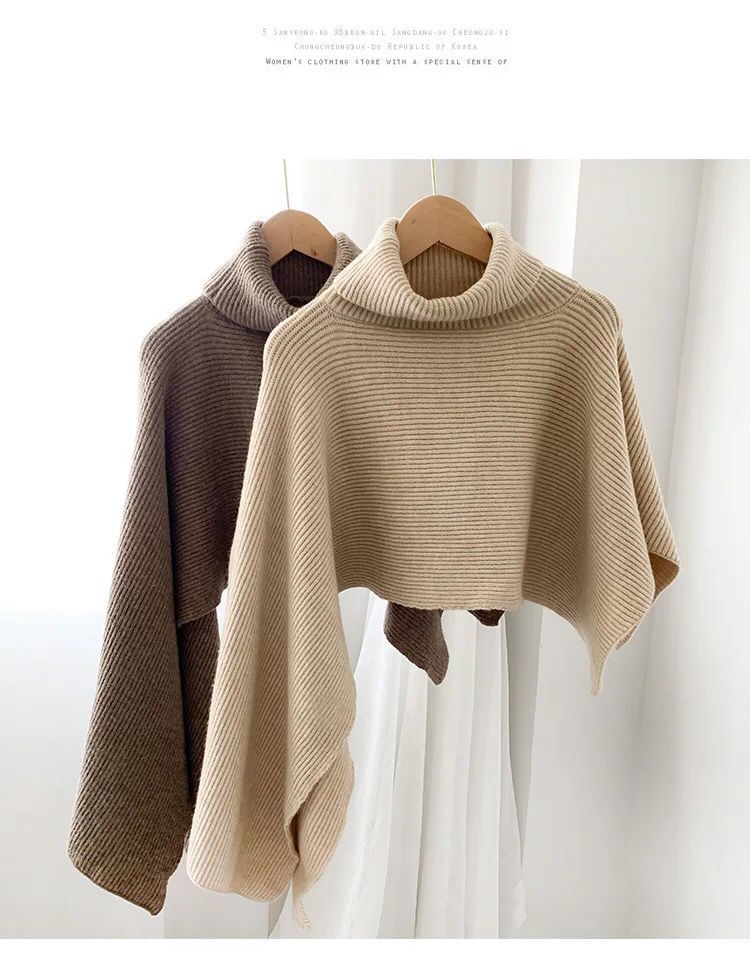 Fashion High Neck Knitted Cloak Scarves