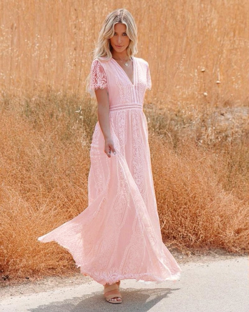 Fashion V Neck Lace Bridal Dresses