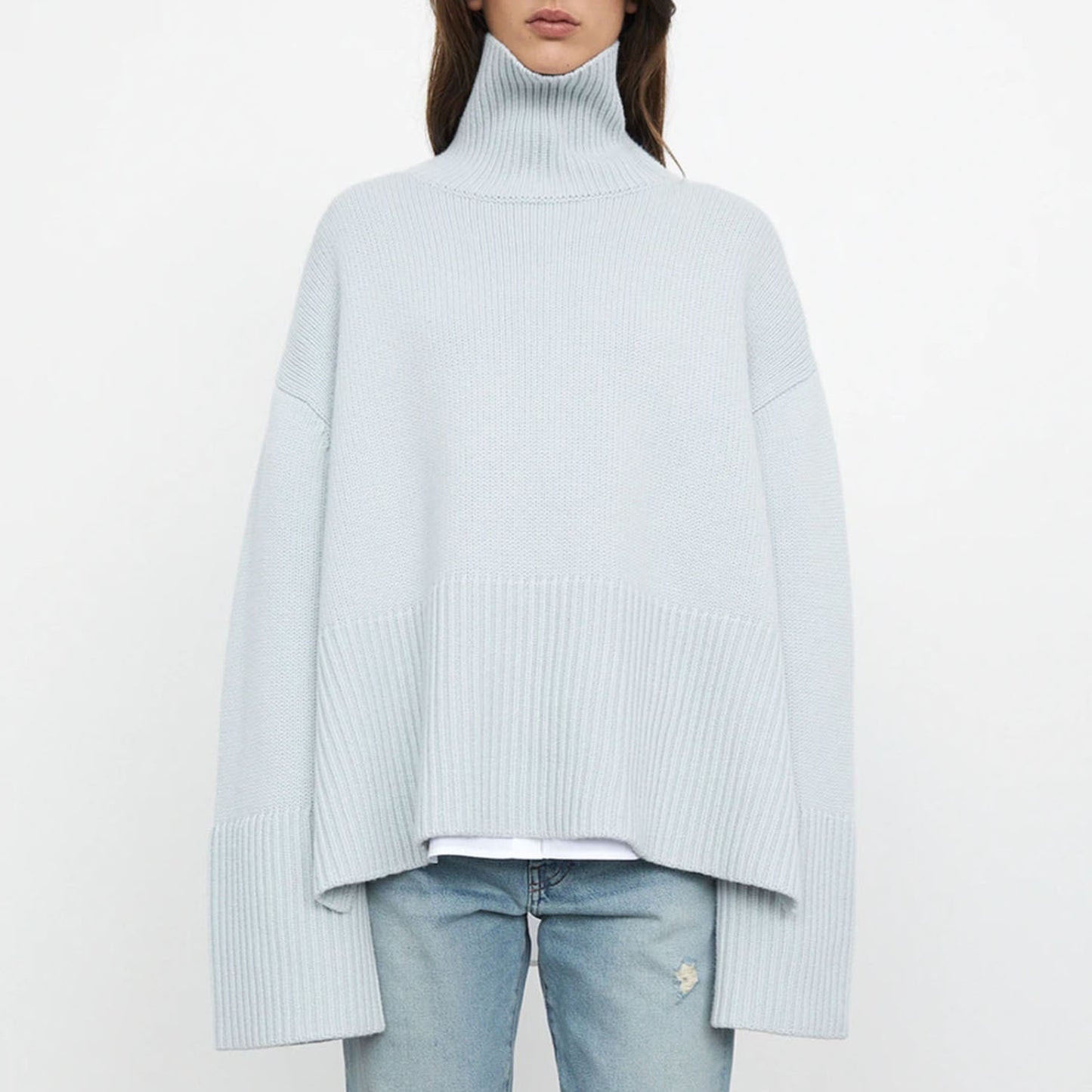 Fashion High Neck Striped Pullover Sweaters