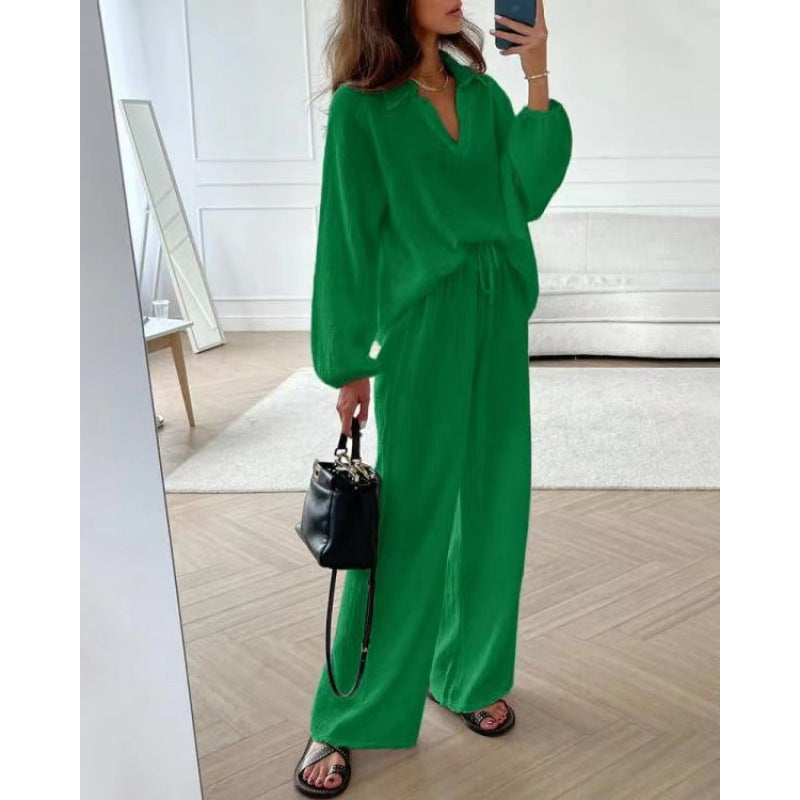 Trendy Women's Linen Two Piece Set with Long Sleeves for Stylish Casual Looks