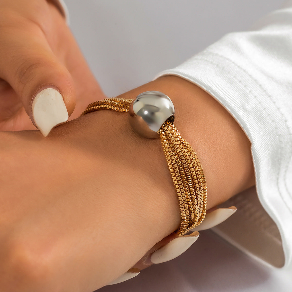 Punk Style Multi Chains Designed Geometry Bracelets