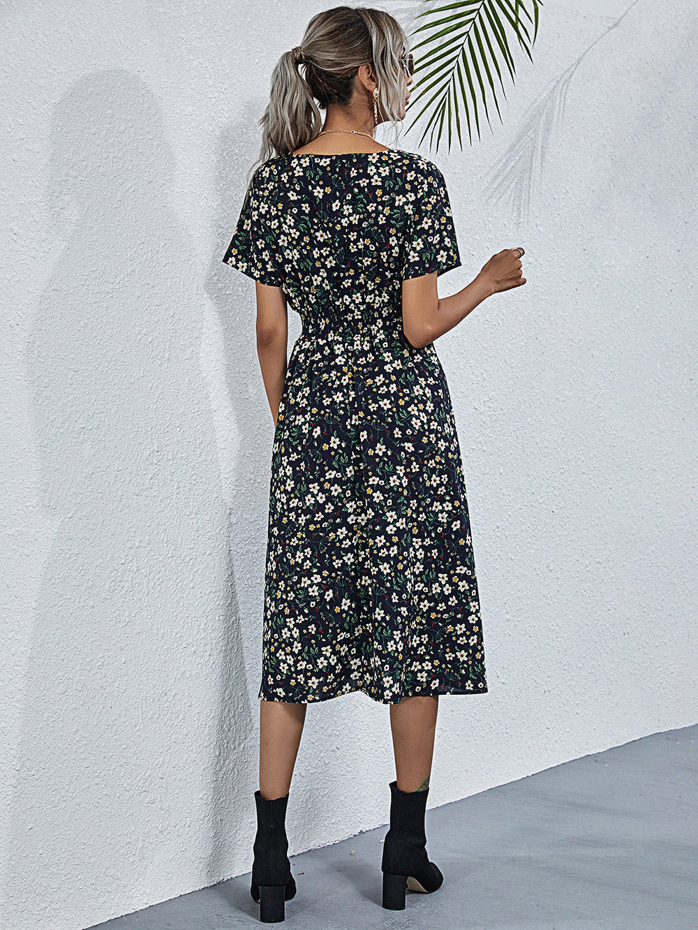 Summer Floral Print Short Sleeves Summer Daily Dresses