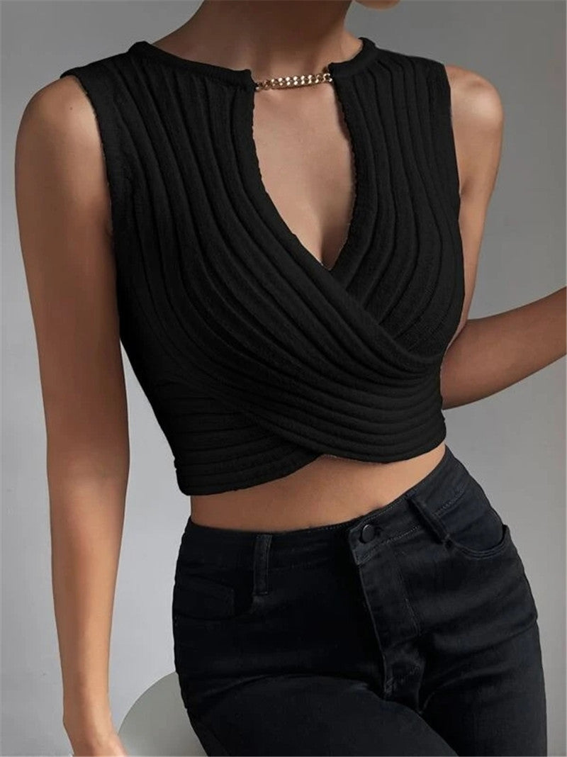 Sexy Chain Crossed Knitted Tank Tops