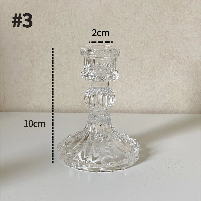Glass Candle Holder Elegant Candlestick Romantic Decoration for Wedding Centerpiece Candle Rack Table Decor Ornament bougeoir