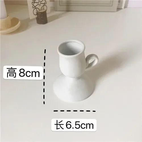 Ceramic Handhold Candlestick Ornaments Photography Home Decoration Jewelry Stand Candle Holder