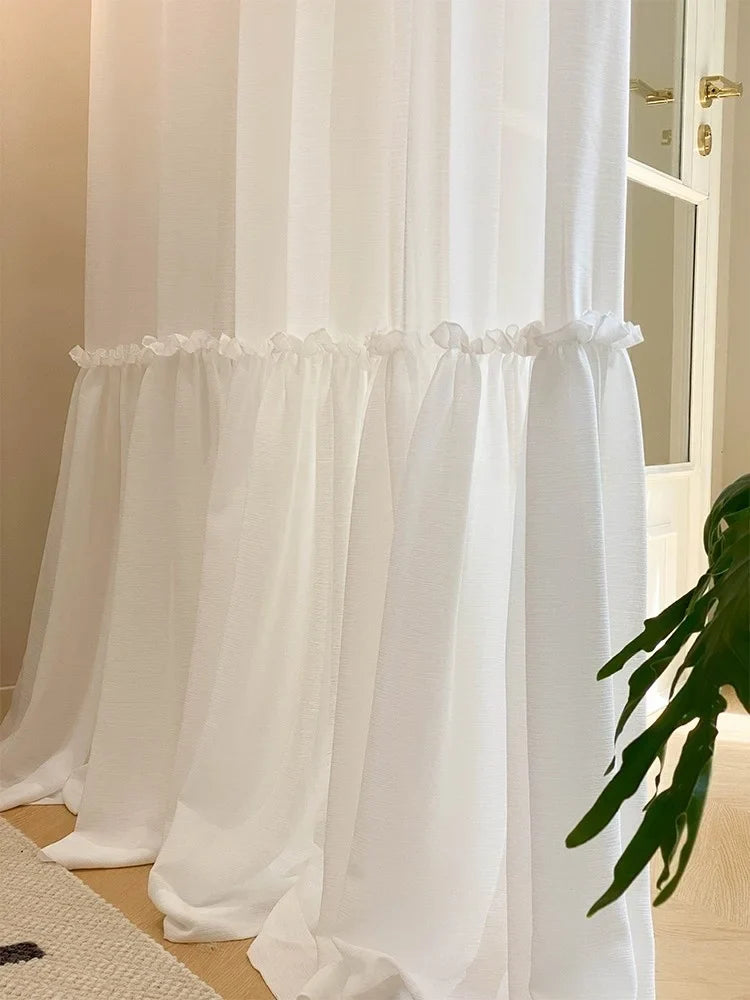 French Skirt Special Design White Sheer Curtains For Princess Rooms, Dust-proof Partition Curtains, Tulle Curtains For Windows