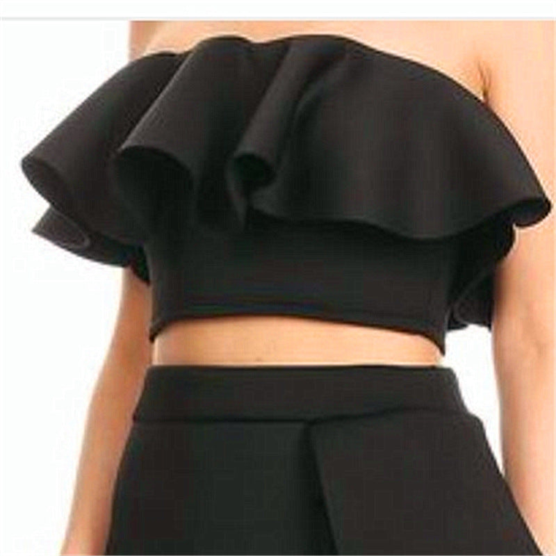 Designed Sexy Strapless Tops and Skirts Sets