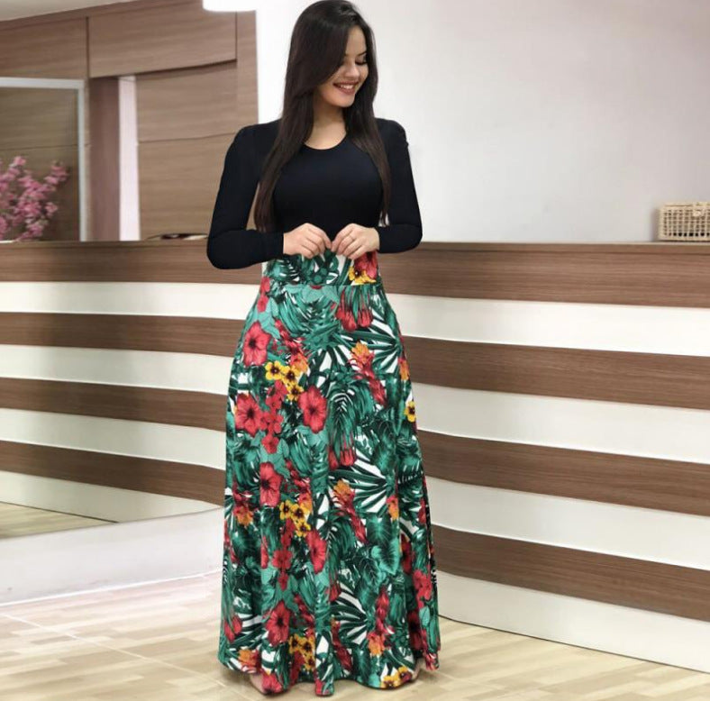 Elegant Plus Sizes Floral Print Plus Sizes Long Dresses