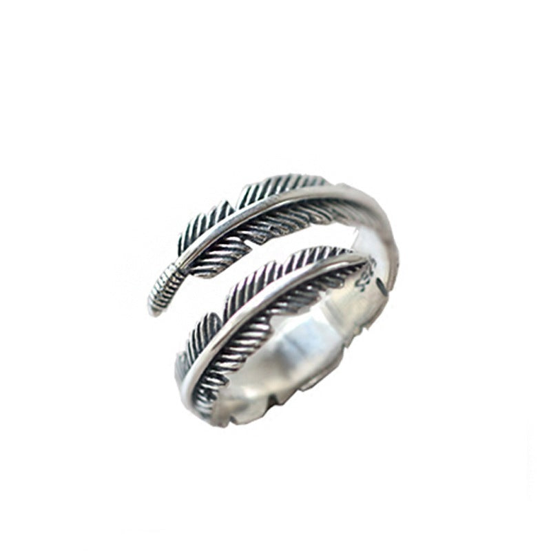 Vintage Hip Top Style Feather Open End Rings for Men&Women