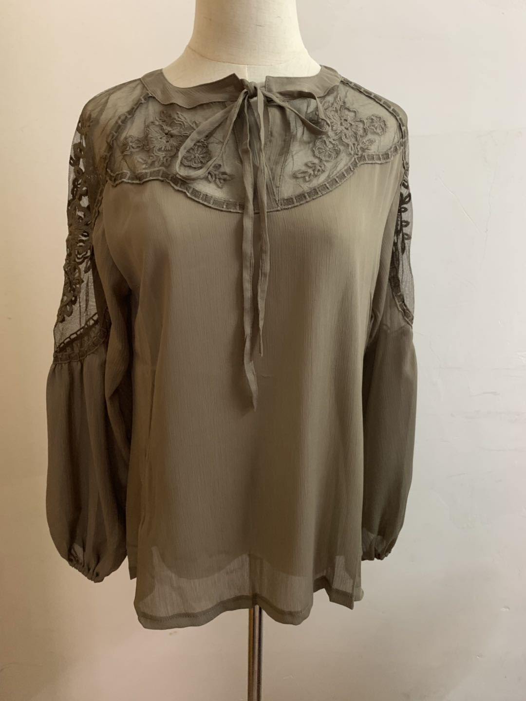 Women Chiffon Loose Long Sleeves T Shirts-STYLEGOING