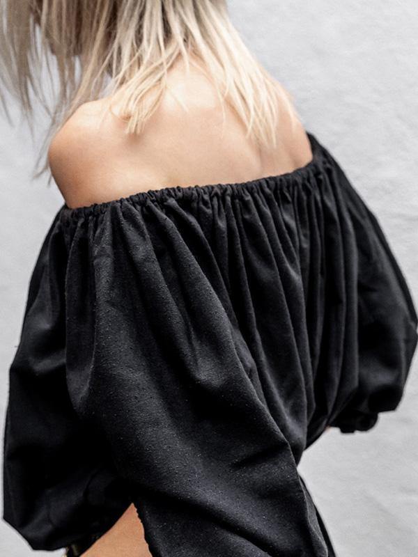Black Off-Shoulder Loose Long Dress-STYLEGOING
