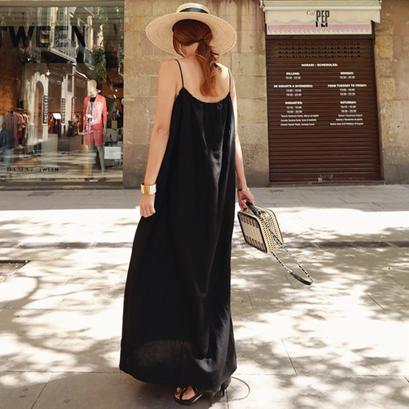 Casual Linen Sleeveless Strapless Backless Long Dresses