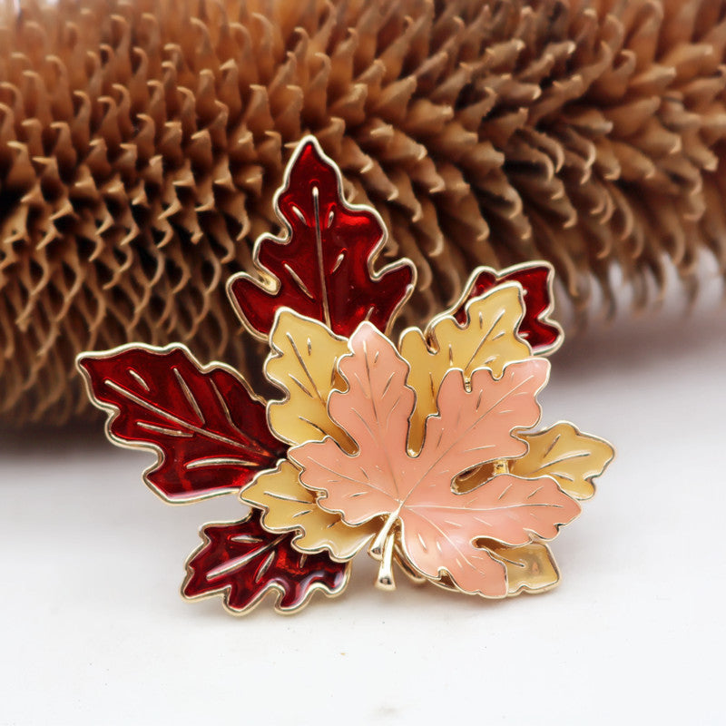 Vintage 3D Maple Leaves Necklaces and Brooch