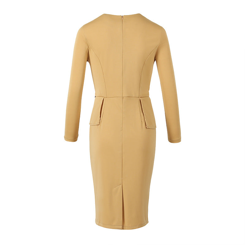 Sexy Tight Office Lady Bodycon Midi Length Dresses