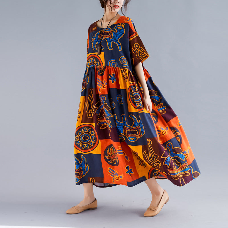 Summer Plus Sizes Print Long Maxi Dresses