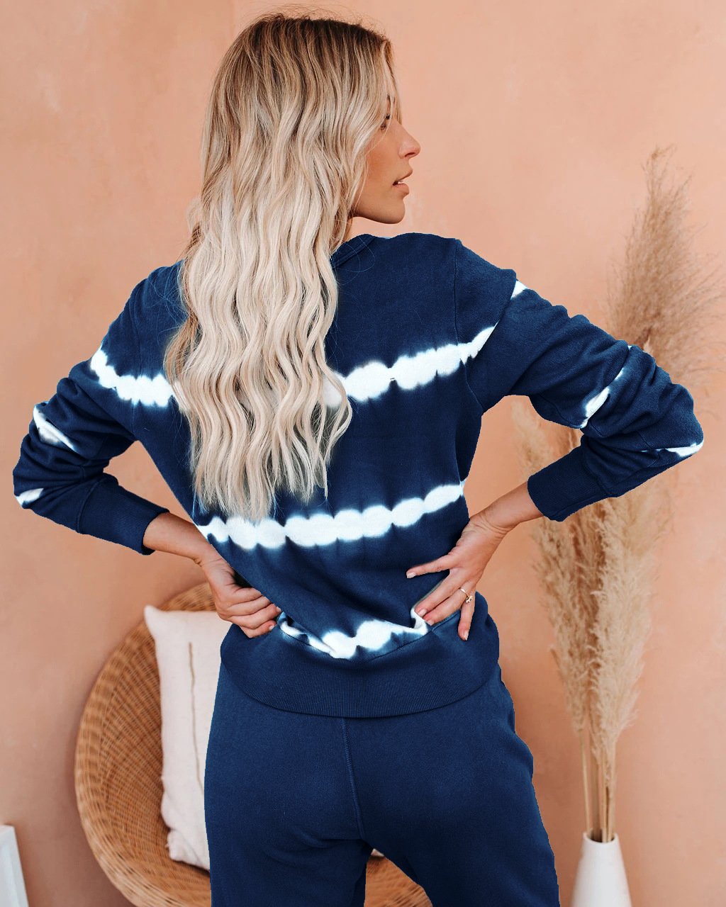 Women Striped Dyed Fall Pajamas Suit Homewear