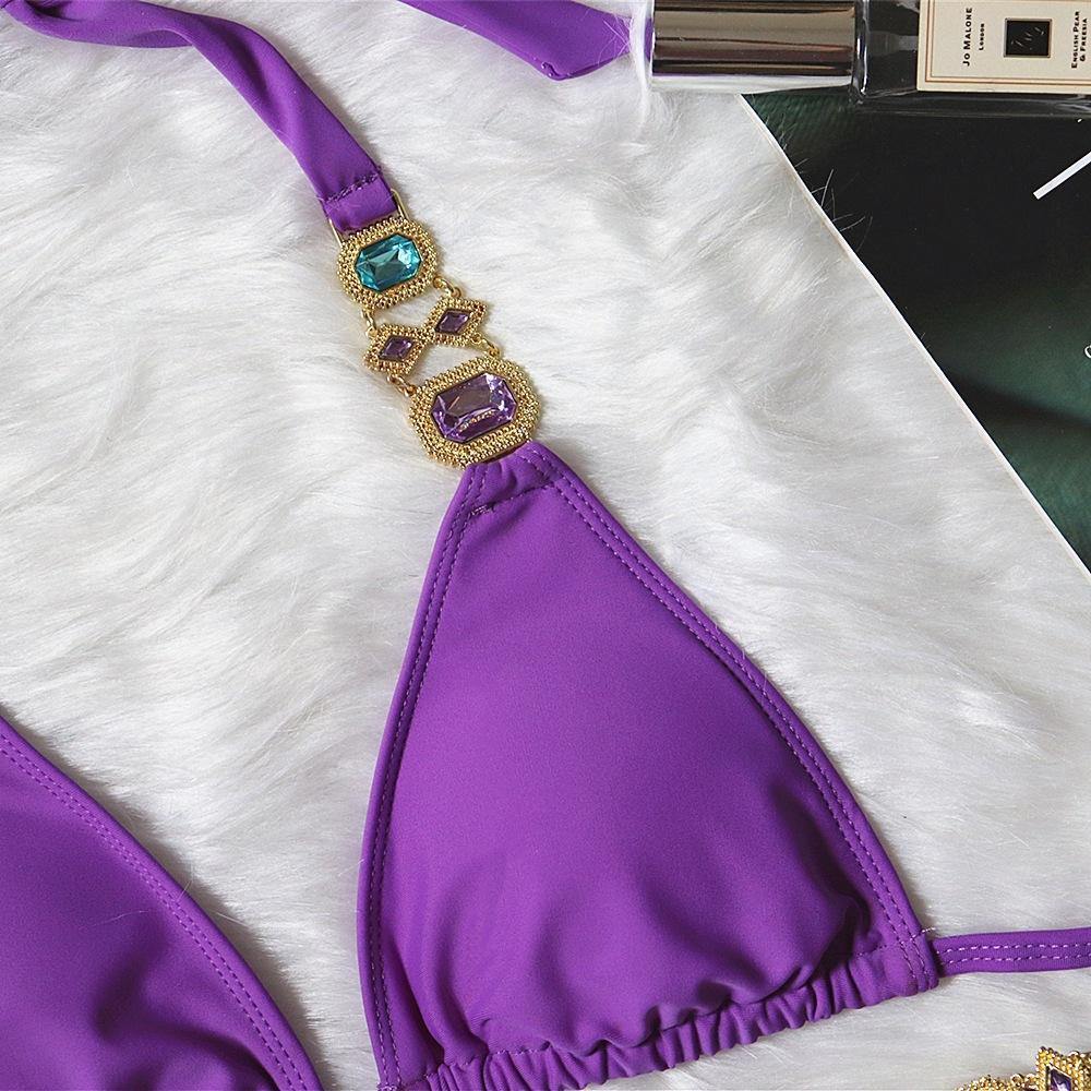 Sexy Rhinestone Metal Decoration Bikini-STYLEGOING