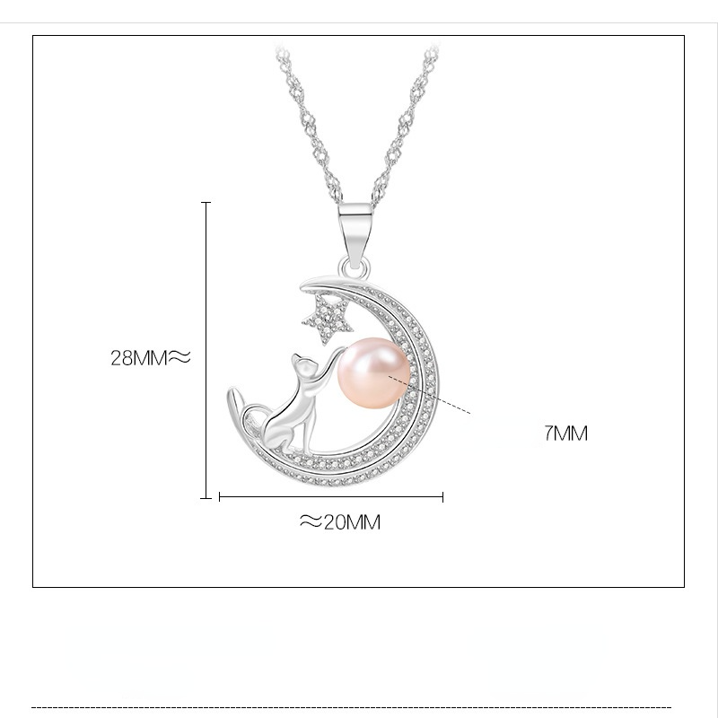 Fashion Moon Star Design Sterling Sliver Necklace