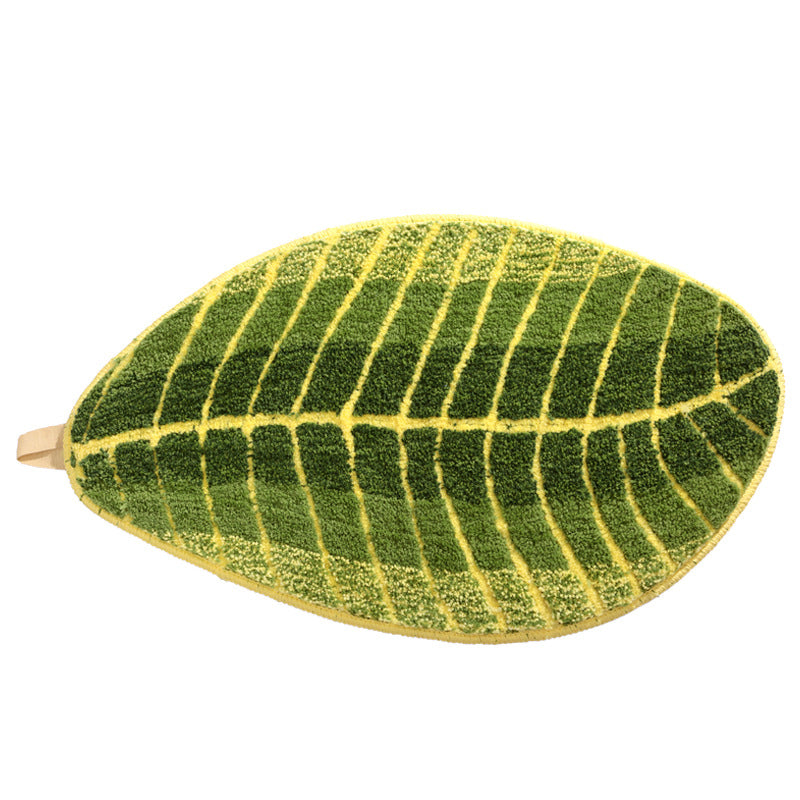Shaped Water Absorbing Green Plantain Leaf Doormat