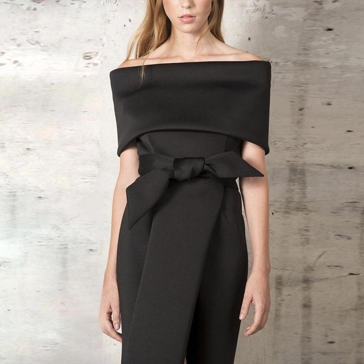 Sexy Classy Off The Shoulder Split Midi Dresses-STYLEGOING