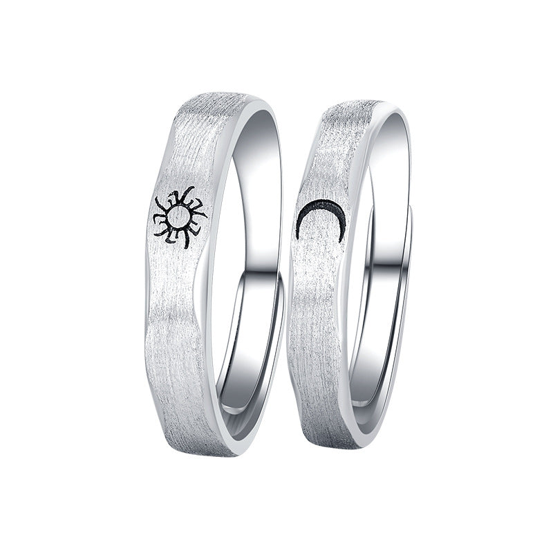 Fashion Moon&sun Design Open End Sliver His and Her Rings