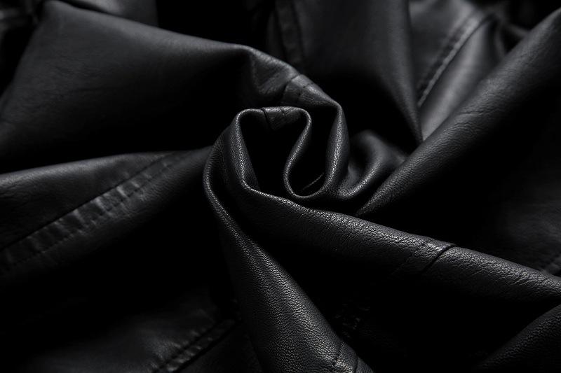 Fashion Turnover Collar Zipper Women PU Jacket