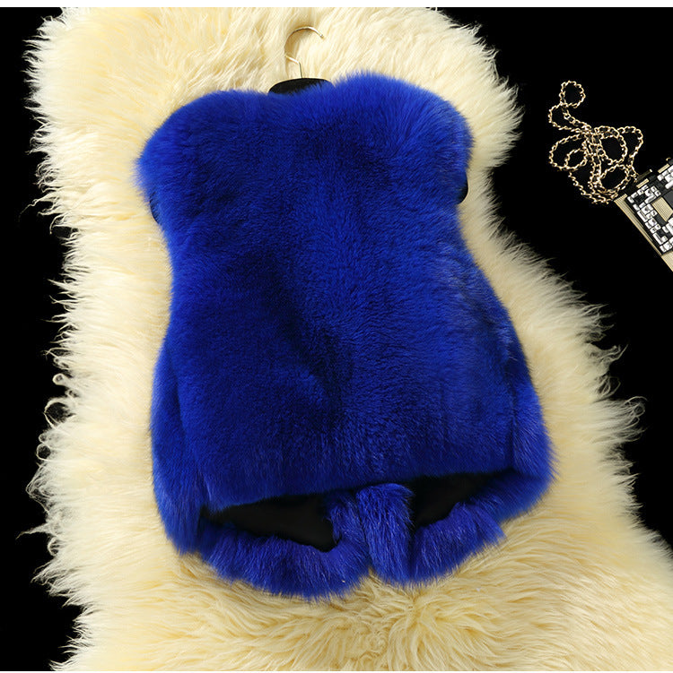 Warm Artifical Fox Fur Sleeveless Vest for Kids