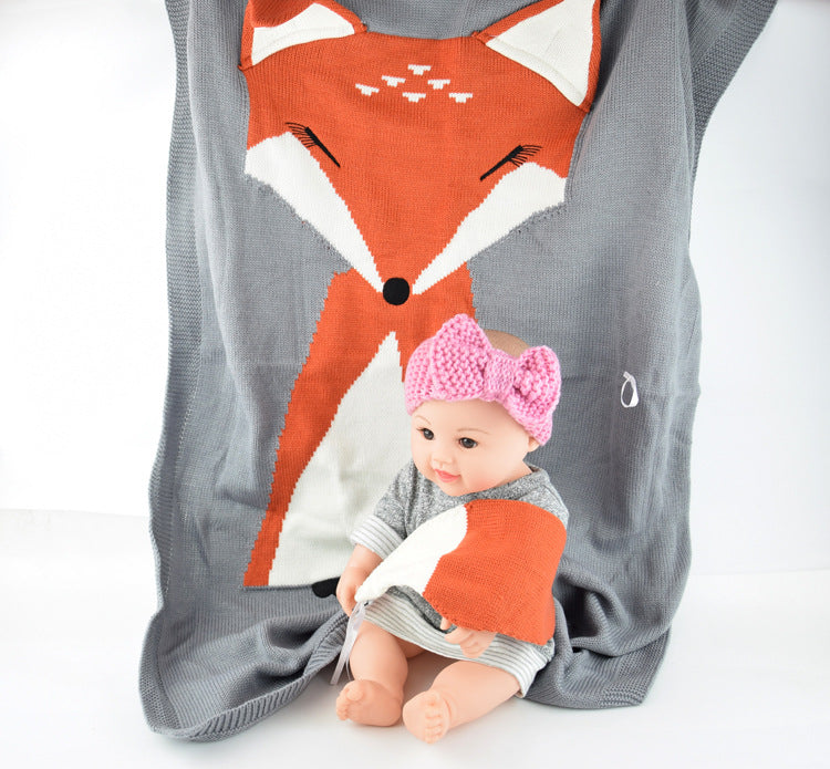 Cute Fox Design Kids Knitted Blankets