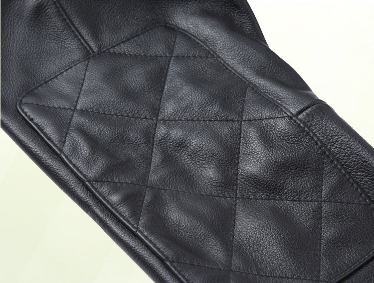 Fashion Stand Collar Cowhide Leather Jacket Coats for Men
