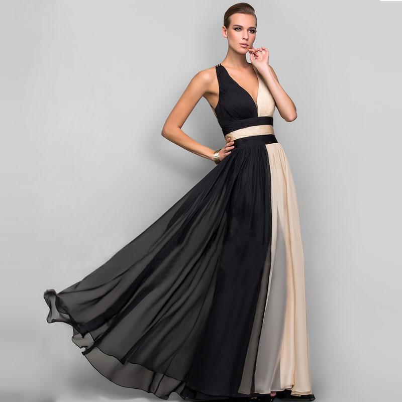 Elegant V Neck Jointing Party Dresses-STYLEGOING