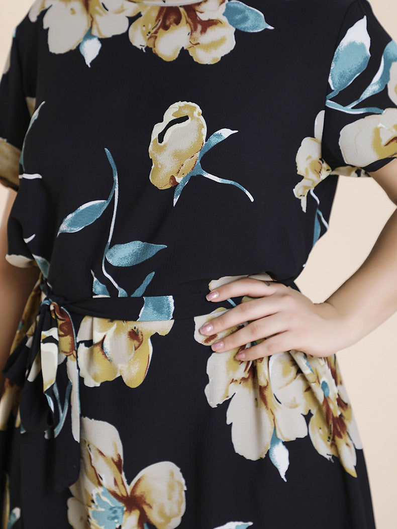 Women Short Sleeves Plus Sizes Long Dresses
