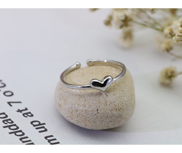 Simple Heart Shape Design Sterling Silver Rings for Women