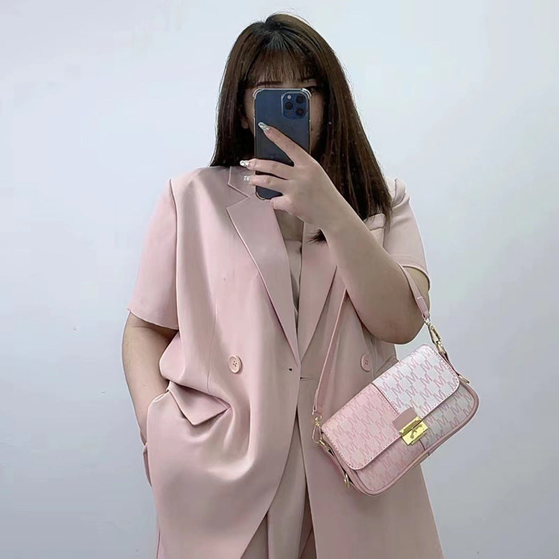 Elegant Short Sleeves Blazer and Wide Leg Pants Summer Outfits for Women