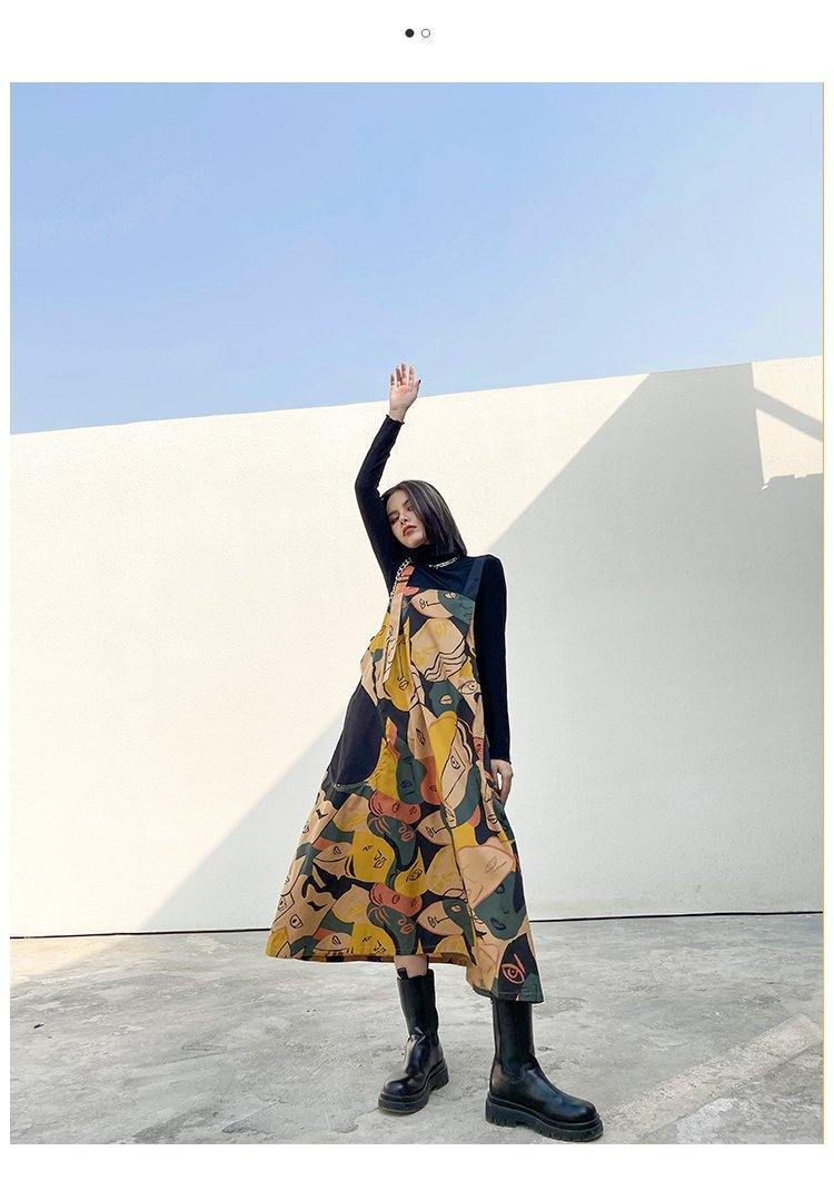 Retro Women Print Cozy Long Dresses-STYLEGOING