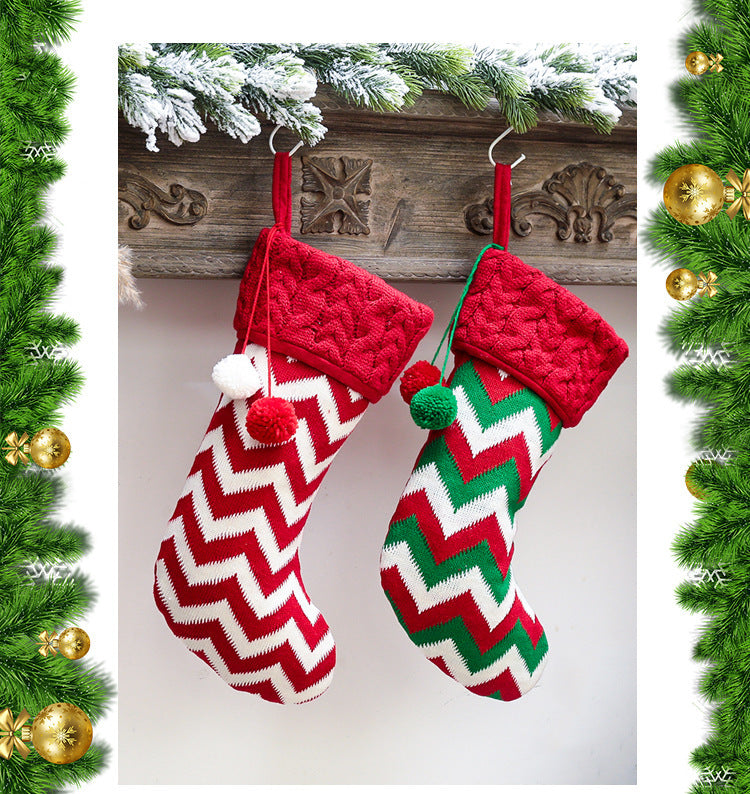 Merry Christmas Knitting Elk Design Stocking Gift Bags 4pcs/Set