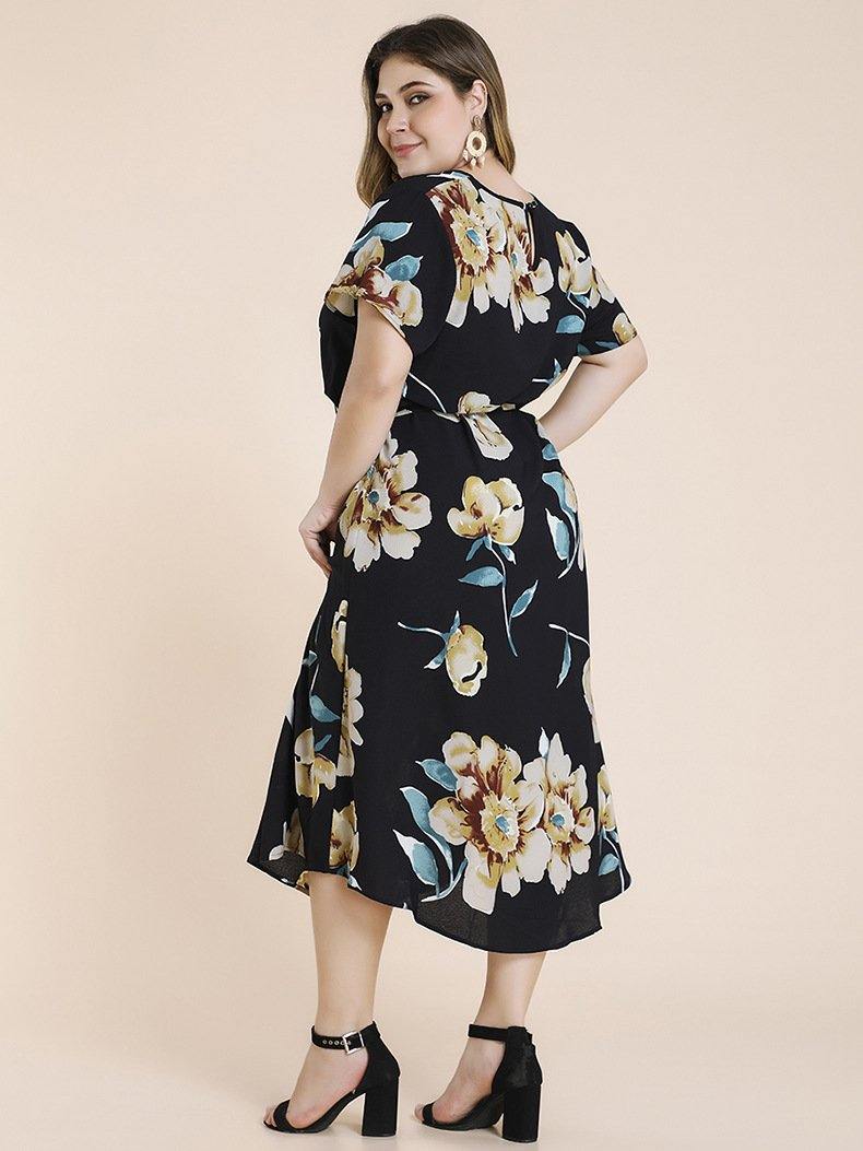Plus Sizes Short Sleeves Long Dresses-STYLEGOING