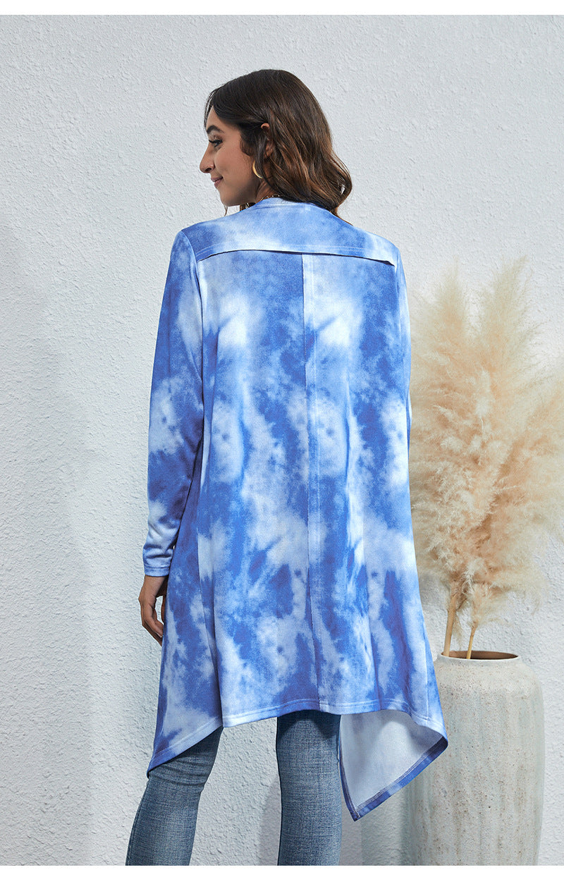Irregular Design Dyed Long Cardigan Coats for Women