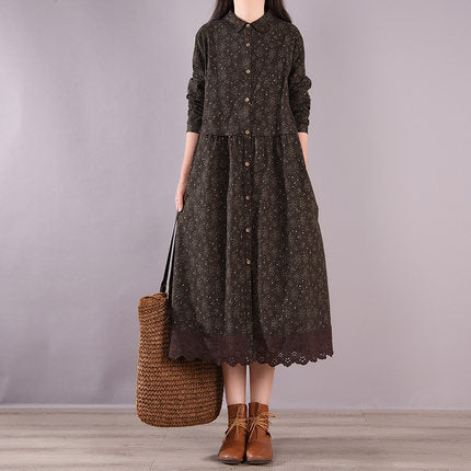 1980s Vintage Casual Linen Long Dresses