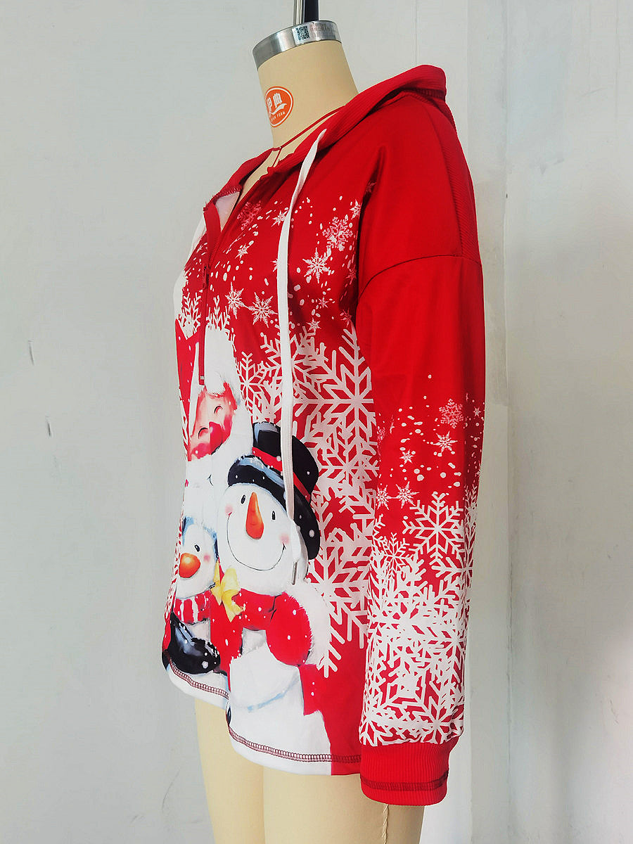 Christmas Red Snowma Zipper Hoodies