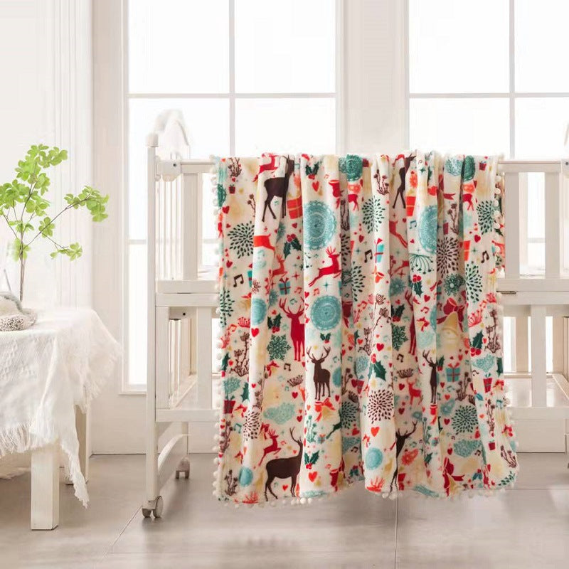 Christmas Deer/snowman Print Fleece Throw Blankets