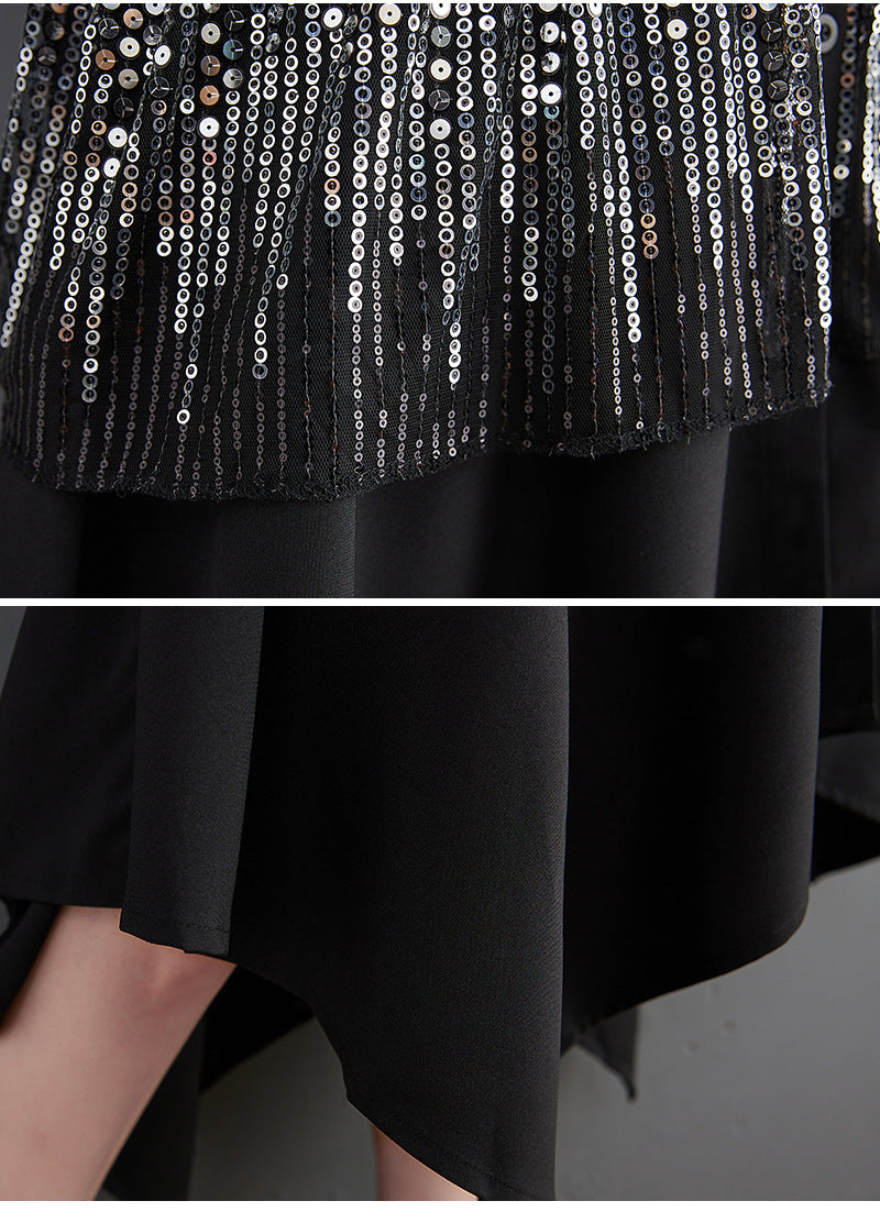 Black Irregular Plus Sizes Long Cozy Dresses