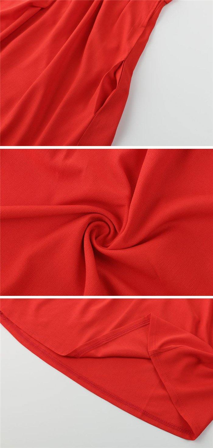 Red Women Strps Midi Length Dresses-STYLEGOING