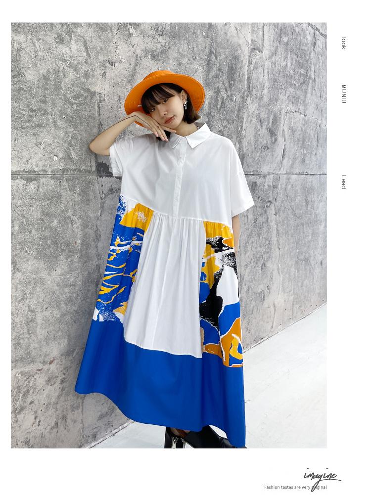 Summer Casual Loose A Line Short Shirts Dresses-STYLEGOING