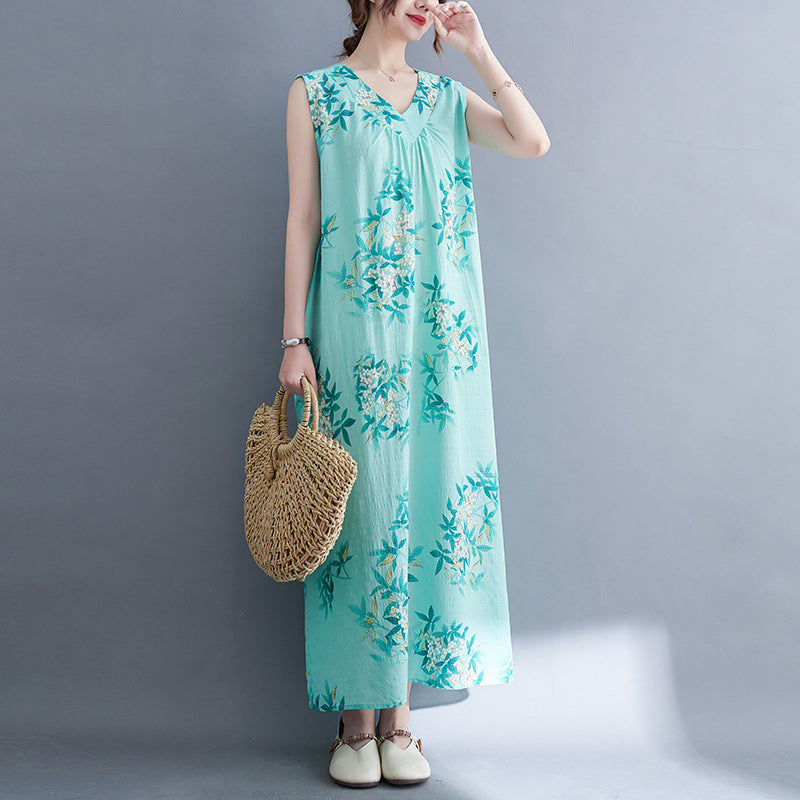 Casual Summer Linen Plus Sizes Sleeveless Dresses
