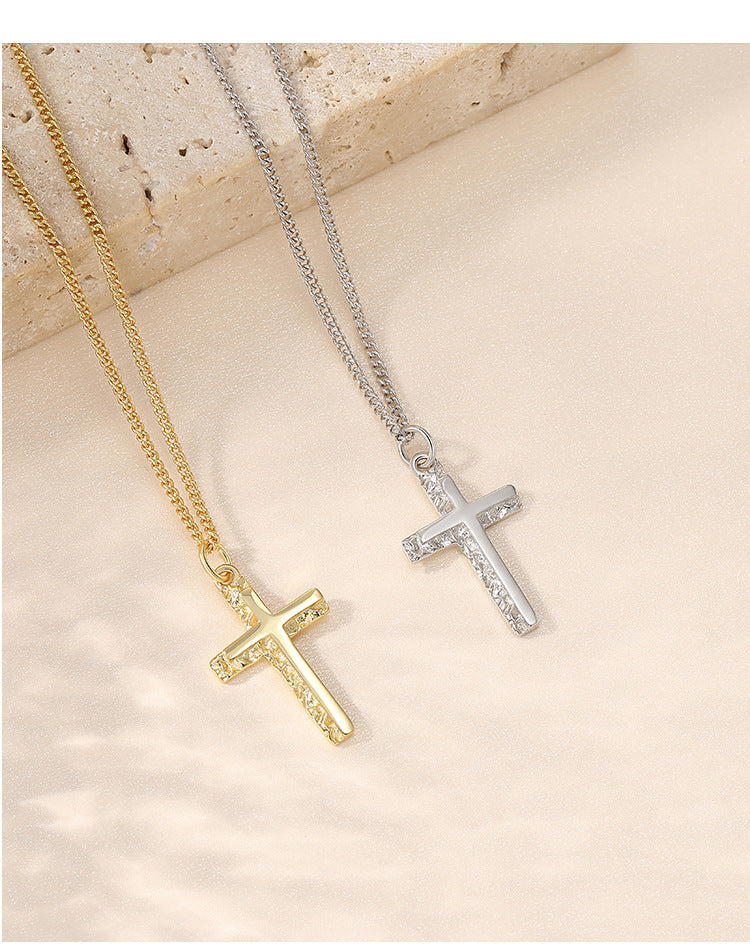 Irregular Cross Design Sterling Silver Necklace for Women