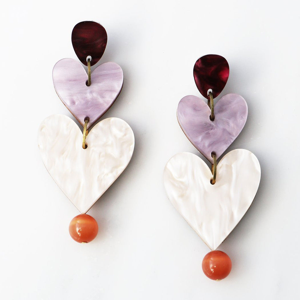 Vintage Acrylic Sweetheart Design Earrings for Women